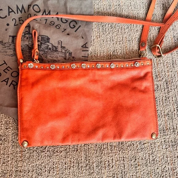 Campomaggi Bag New Free People Purse crossbody orange studded - Picture 4 of 11